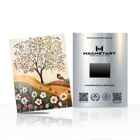 Whimsical Meadow Tree Wall Art – Rustic Floral Landscape Aluminium Print | MagnetArt