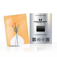 Golden Bloom Serenity Metal Wall Art – Minimalist Floral Vase Magnetic Aluminium Print | MagnetArt