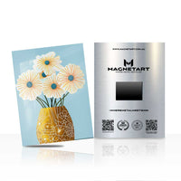 Golden Daisy Serenity Metal Wall Art – Elegant Floral Vase Magnetic Aluminium Print | MagnetArt