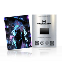 Spectral Neon Kitsune Metal Wall Art – Cyber Fantasy Fox Spirit Magnetic Aluminium Print | MagnetArt