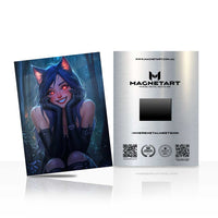 Moonlit Kitsune Charm Metal Wall Art – Enchanted Fox Spirit Anime Portrait Magnetic Aluminium Print | MagnetArt
