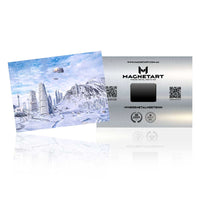 Frozen Futuristic City Metal Wall Art – Icy Sci-Fi Landscape Aluminium Print | MagnetArt