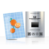 Citrus Grid Pop Metal Wall Art – Modern Orange Still Life Magnetic Aluminium Print | MagnetArt