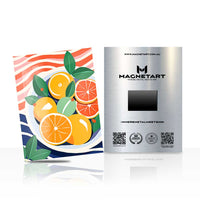 Citrus Harvest Pop Metal Wall Art – Vibrant Fruit Illustration Magnetic Aluminium Print | MagnetArt