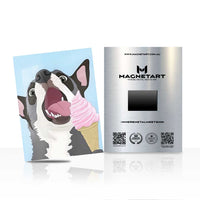 Happy Dog Ice Cream Metal Wall Art – Playful Pop Art Pet Magnetic Aluminium Print | MagnetArt