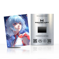 Celestial Blue Anime Girl Metal Wall Art – Futuristic Anime Aluminium Print | MagnetArt