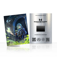 Neon Portal Guardian Metal Wall Art – Futuristic Sci-Fi Magnetic Aluminium Print | MagnetArt