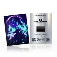 Neon Eclipse Phantom Metal Wall Art – Cyber Spirit Silhouette Magnetic Aluminium Print | MagnetArt