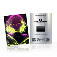 Neon Voltage Phantom Metal Wall Art – Cyberpunk Glow Portrait Magnetic Aluminium Print | MagnetArt