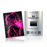 Neon Velvet Phantom Metal Wall Art – Cyberpunk Glow Portrait Magnetic Aluminium Print | MagnetArt