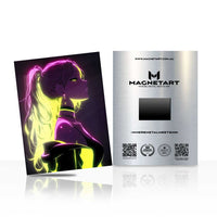Neon Pulse Mirage Metal Wall Art – Cyberpunk Glow Portrait Magnetic Aluminium Print | MagnetArt