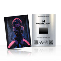 Neon Shadow Reverie Metal Wall Art – Cyberpunk Dreamscape Portrait Magnetic Aluminium Print | MagnetArt
