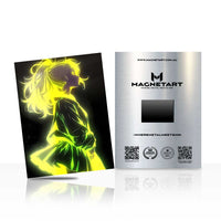 Neon Voltage Muse Metal Wall Art – Electric Cyber Glow Portrait Magnetic Aluminium Print | MagnetArt