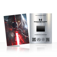 Crimson Void Enforcer Metal Wall Art – Futuristic Dark Warrior Magnetic Aluminium Print | MagnetArt