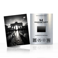 Midnight Reflection Gate Metal Wall Art – Black & White Architectural Path Aluminium Print | MagnetArt