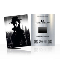 Noir Gentleman Portrait Metal Wall Art – Black & White Urban Elegance Aluminium Print | MagnetArt