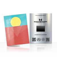 Solar Horizon Geometry Metal Wall Art – Retro Minimalist Sunrise Magnetic Aluminium Print | MagnetArt