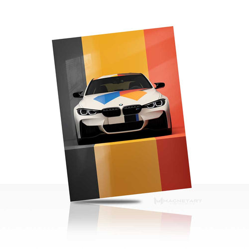 Geometric Sports Car Wall Art – Modern Color Block Aluminium Print | MagnetArt