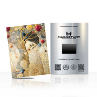 Golden Dream Cat Metal Wall Art – Luxury Ornamental Feline Magnetic Aluminium Print | MagnetArt