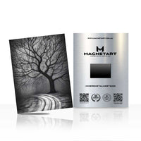 Twilight Forest Path Metal Wall Art – Monochrome Mystical Tree Landscape Magnetic Aluminium Print | MagnetArt