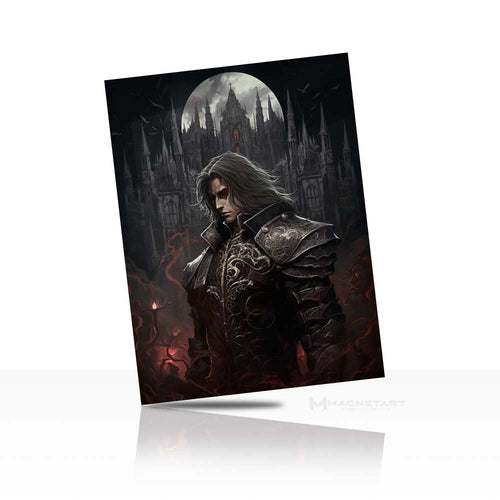 Gothic Vampire Lord Metal Wall Art – Dark Fantasy Castle Moon Aluminium Poster | MagnetArt