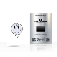 Melting Smile Metal Wall Art – Minimalist Drippy Smiley Face Magnetic Aluminium Print | MagnetArt