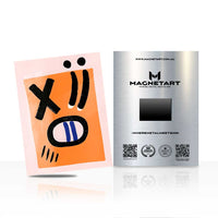 Playful Orange Abstract Face Metal Wall Art – Modern Pop Art Magnetic Aluminium Print | MagnetArt