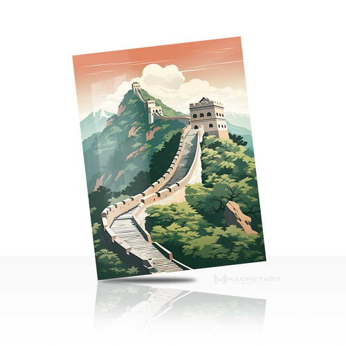 Great Wall of China Sunrise Metal Wall Art – Mountain Landscape Aluminium Print | MagnetArt