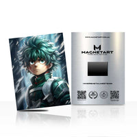 Green Hero Anime Metal Wall Art – Battle Ready Anime Character Aluminium Poster | MagnetArt