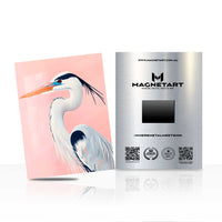 Elegant Pink Heron Metal Wall Art – Minimal Tropical Bird Magnetic Aluminium Print | MagnetArt