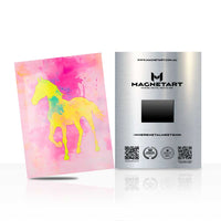 Neon Wild Horse Metal Wall Art – Vibrant Pop Art Equine Magnetic Aluminium Print | MagnetArt