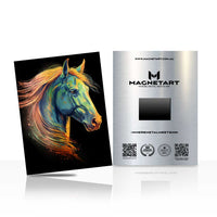 Neon Spirit Horse Metal Wall Art – Vibrant Abstract Equine Magnetic Aluminium Print | MagnetArt