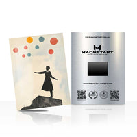Whimsical Balloon Journey Metal Wall Art – Minimalist Dreamscape Illustration Magnetic Aluminium Print | MagnetArt