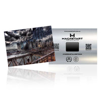 Industrial Steel Bridge Night Metal Wall Art – Urban Architecture Landscape Aluminium Print | MagnetArt