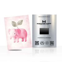 Pink Baby Elephant Metal Wall Art – Cute Nursery Animal Magnetic Aluminium Print | MagnetArt