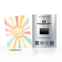 Smiling Sun Rainbow Metal Wall Art – Pastel Kids Room Magnetic Aluminium Print | MagnetArt
