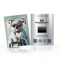 Cool Koala Coffee Metal Wall Art – Stylish Animal Portrait Magnetic Aluminium Print | MagnetArt