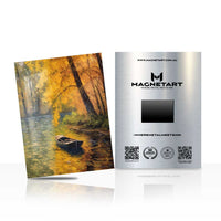 Golden Forest Path Metal Wall Art – Autumn Woodland Landscape Magnetic Aluminium Print | MagnetArt