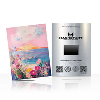 Pastel Coastal Bloom Metal Wall Art – Dreamy Seascape Floral Magnetic Aluminium Print | MagnetArt