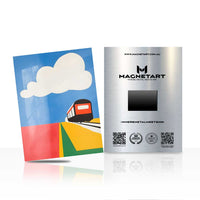 Minimal Train Landscape Metal Wall Art – Colorful Modern Travel Magnetic Aluminium Print | MagnetArt