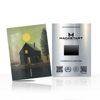 Moonlit Cabin Reflection Metal Wall Art – Atmospheric Landscape Magnetic Aluminium Print | MagnetArt
