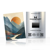 Golden Summit Valley Metal Wall Art – Modern Mountain Landscape Magnetic Aluminium Print | MagnetArt