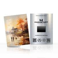 Autumn Lakeside Walk Metal Wall Art – Warm Sunset Reflection Aluminium Print | MagnetArt