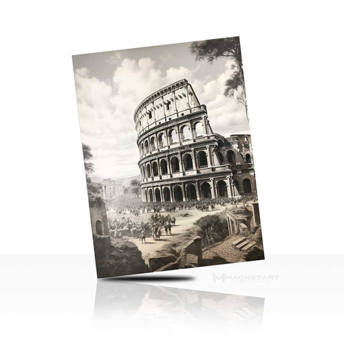 Leaning Tower of Pisa Vintage Metal Wall Art – Black & White Italian Architecture Aluminium Print | MagnetArt