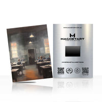 Moody Study Room Metal Wall Art – Vintage Library Interior Aluminium Print | MagnetArt
