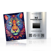 Radiant Spirit Lion Metal Wall Art – Vibrant Abstract Wildlife Magnetic Aluminium Print | MagnetArt