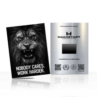 Relentless Lion Motivation Metal Wall Art – “Nobody Cares. Work Harder.”