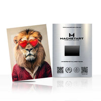Cool Lion Wall Art – Hipster Animal Portrait Aluminium Print | MagnetArt