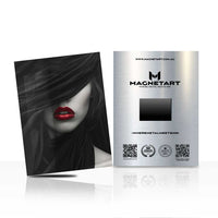 Red Lips Noir Wall Art – Black & White Abstract Portrait with Color Accent | MagnetArt