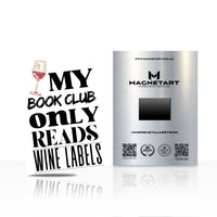Book Club Wine Labels Metal Wall Art – Literary Humor Typography Magnetic Aluminium Print | MagnetArt
